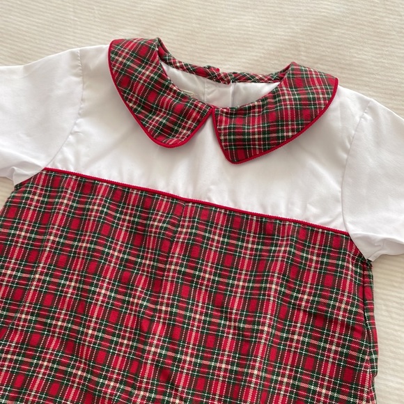 Precious Christmas plaid romper. Size 24m. Only worn once. - Picture 2 of 5